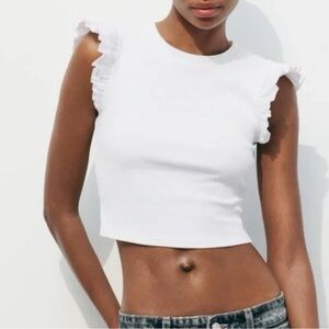 Zara Flutter Sleeve Crop Top